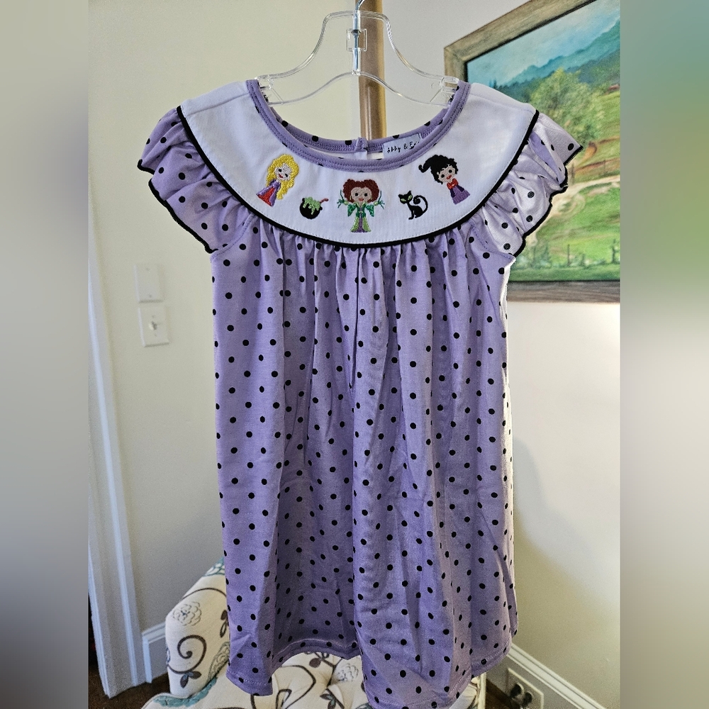 Abby & Evie Purple Polka Dot Hocus Pocus Dress Sz 2